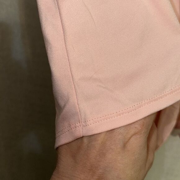 Self Esteem L Blush Pink Floral Crochet Tie at Waist High Low Short Sleeve Tee - Picture 6 of 11